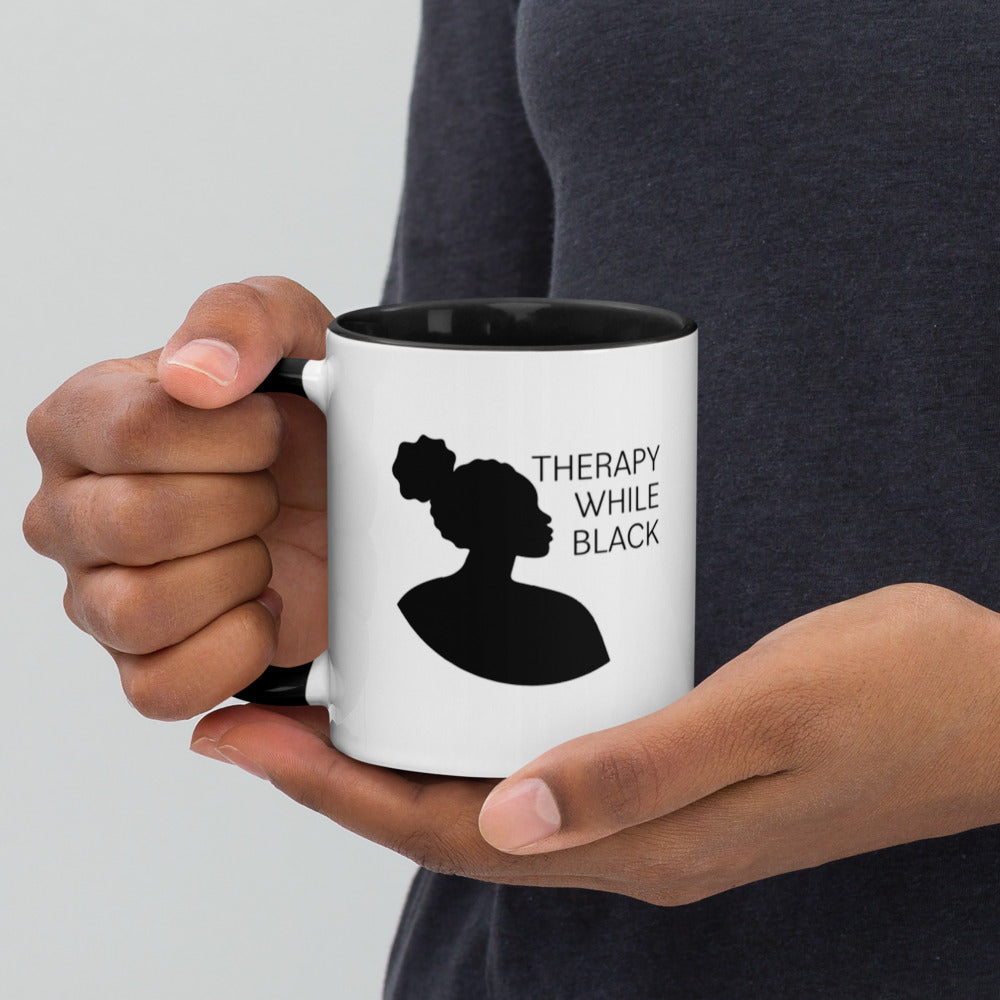 Therapy While Black Mug with Color Inside
