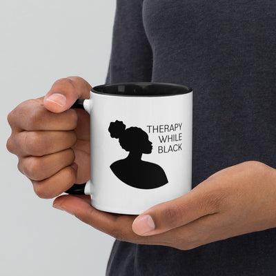 Therapy While Black Mug with Color Inside