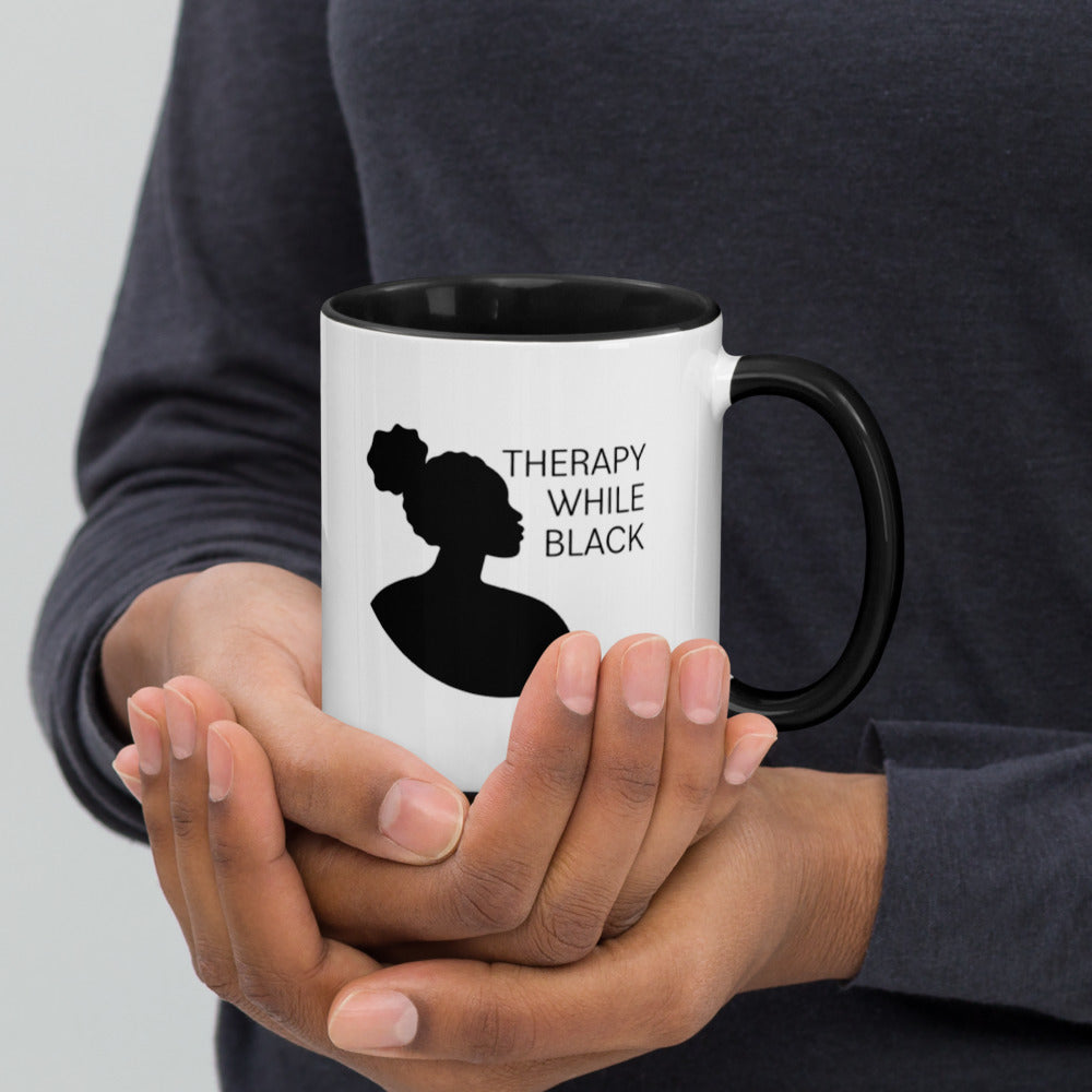 Therapy While Black Mug with Color Inside