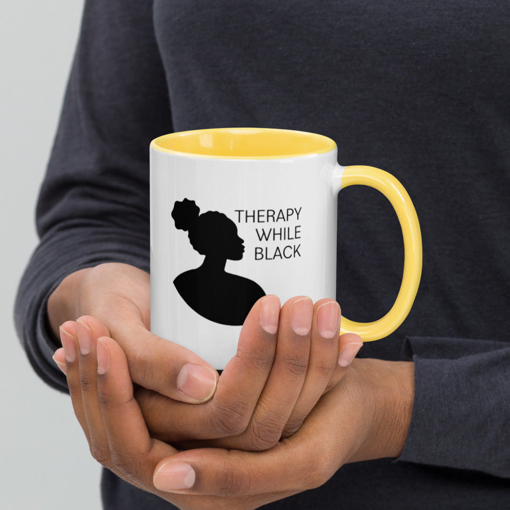 Therapy While Black Mug with Color Inside